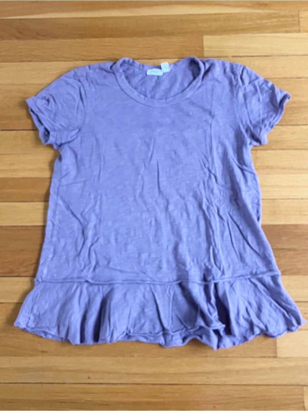 Wilt Purple Slub Cotton Breathable Summer Simple Cute Ruffle Tee T-Shirt Small